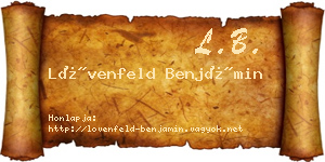 Lövenfeld Benjámin névjegykártya